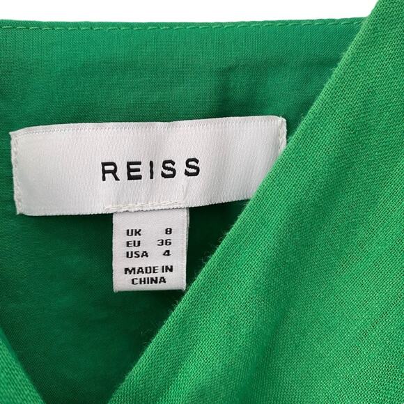 Reiss Esme Green Linen Sheath Dress with Pockets NWOTS size 4 - Picture 5 of 12